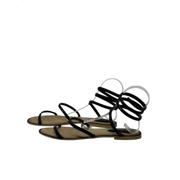 Atalina black rhinestones flat gladiator sandals size 11 - Picture 12 of 15